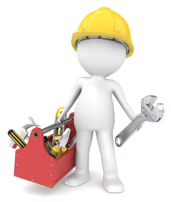 Icone technicien avec caisse à outils